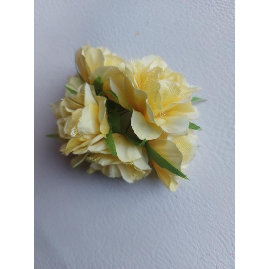 Цветы из ткани 4,5-5 см в пучках (6 шт) цв. желтый, цена за пучок